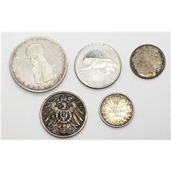 5-FOREIGN SILVER COINS - INTERESTING LOT