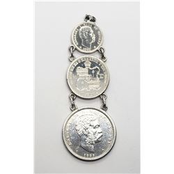 1883 KINGDOM of HAWAII 3 COIN PENDANT