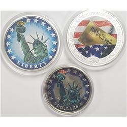 3-COLORIZED COINS: $10 2007 REPUBLIC LIBERIA,