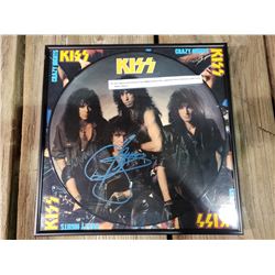 KISS SIGNED AND FRAMED CRAZY NIGHTS PICTURE DISC, SIGNED BY GENE SIMMONS, WITH CRAZY NIGHTS ALBUM.