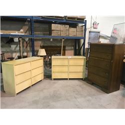 3 DRESSERS & BED FRAME