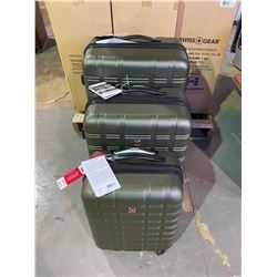 NEW IN BOX SWISS GEAR 3 PIECE SUITCASE GREEN