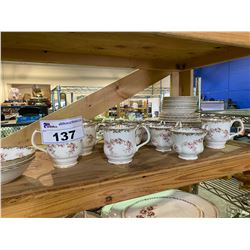 SHELF LOT OF MISC. CHINA INCLUDING ROYAL ALBERT DINITI ROSE