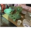 Image 2 : SHELF LOT OF MISC. CHINAWARE INCLUDING JADEITE COOKWARE AND COFFEE CUPS