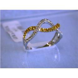 1009 14K White Gold Ring w/ Diamonds & Yellow Sapphires
