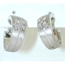 1074 18KW Gold Post/ Clip-on Earrings w/ Diamonds
