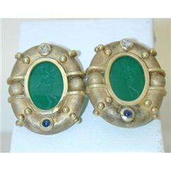 1086 14K Gold Clip-on Earring w/ Color Stone/ Diamond