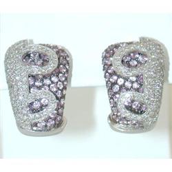 708 SALAVETTI 18KW Gold Diamond Earrings w/Pink Sapp