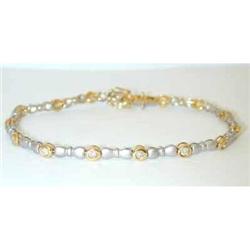 1096 18K 2 Tone Gold Bracelet w/ Diamonds