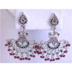 1120 Silver Post Earrings w/ Ruby/ Emerald/ Sapphire