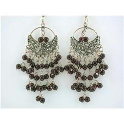 1129 Dangling Silver and Ruby Earrings