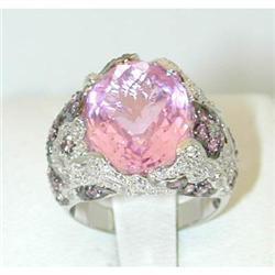 1141 18KW Gold Ring w/ Pink Topaz/ Diamonds