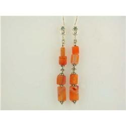 1153 Dangling Silver and Carnelian Earrings