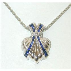 2722  KRYPELL 18KW Gold Necklace w/Sapphire/Diamond