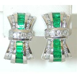 3350 KRYPELL Platinum Emerald/Diamond Earrings