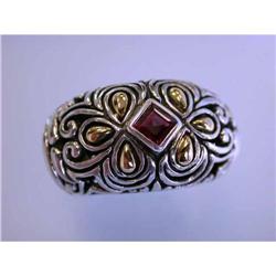 1179 Silver and Gold Ring with Rhodolite