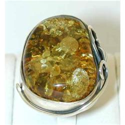 1183 Silver Amber Ring