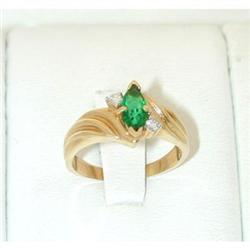 987 14K Gold Emerald Ring w/Diamond