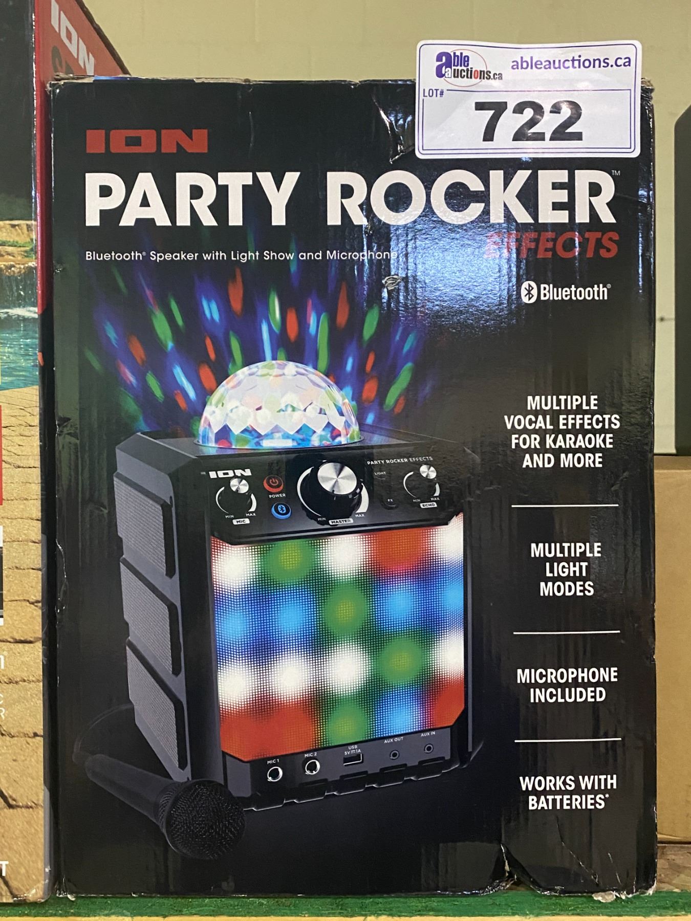 ION PARTY ROCKER EFFECTS BLUETOOTH SPEAKER WITH LIGHT SHOW AND MICROPHONE