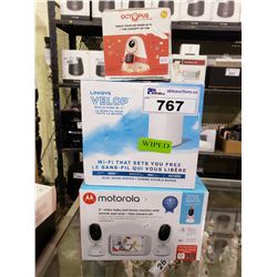 LINKSYS VELOP WHOLE HOME WI-FI, MOTOROLA 5" VIDEO BABY AND HOME MONITOR, & OCTOPUS CHILDRENS WATCH