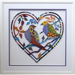 Patricia Govezensky- Original Painting on Laser Cut Steel "Love Birds X"