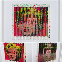 E.M. Zax- One-of-a-kind 3D polymorph mixed media on paper "Warhol & Channel"