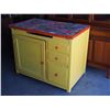 Image 1 : Vintage Yellow Wooden Cabinet on Casters (Missing 1) 39 by 24 by 31" T