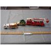 Image 1 : 3 Vintage Kids Toys (Matchbox Fire Truck, Racing Car Transport and Jeep)