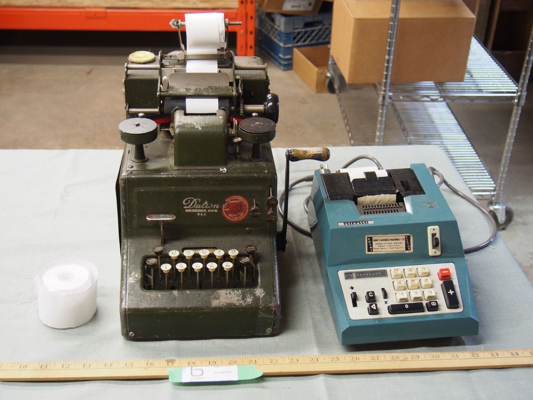 Vintage Dalton adding Calculating Machine and Olivetti Electric Calculators