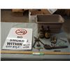 Image 1 : No Smoking Sign, Vintage Hand Tools, Plastic Tote and Vintage Bottles