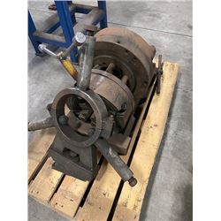 LOT OF 2 LATHE CHUCKS AND 1 STEADY REST