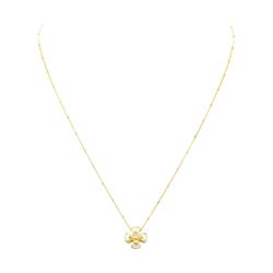 0.03 ctw Diamond and Pearl Cross Pendant with Chain - 14KT and 18KT Yellow Gold