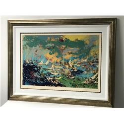 Spectators Fleet Americas Cup by LeRoy Neiman (1921-2012)