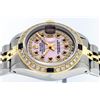 Image 7 : Rolex Ladies 2 Tone Yellow Gold Pink MOP Ruby & Sapphire Datejust Wriswatch
