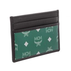 MCM Eden Green Reflective Nylon Leather Mini Card Case