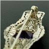Image 5 : 14k White & Green Gold 3.00 ctw Emerald Cut Amethyst Filigree Brooch Pin