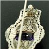 Image 6 : 14k White & Green Gold 3.00 ctw Emerald Cut Amethyst Filigree Brooch Pin