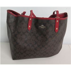Coach Logo Monogram Tote Bag w/ Red Strap