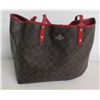 Image 1 : Coach Logo Monogram Tote Bag w/ Red Strap