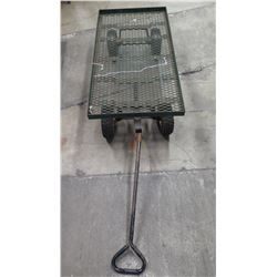 Rolling Metal Mesh Rectangle Platform Cart w/ Pull Handle