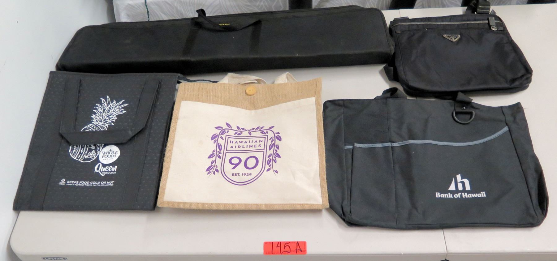 Qty 5 Bags Bank Of Hawaii Hawaiian Air Whole Foods Beeman Case Oahu Auctions