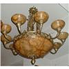 Image 1 : Alabaster stone and casted bronze chandelier.  #1077998