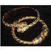 Image 1 : Pair of Gold Large Cat Bracelets with Precious #1085272
