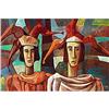 Image 1 : "Two Clowns" - Avant-Garde' style oil  #1116259