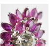 Image 2 : 14K Gold RUBY & DIAMOND Waterfall Cluster Ring