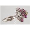Image 3 : 14K Gold RUBY & DIAMOND Waterfall Cluster Ring