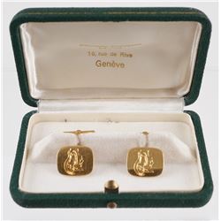 Pair 18K Yellow Gold Cufflinks by Morel of Geneve