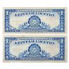 Image 2 : (2) UNC 1943 Republic of CUBA Peso Silver Certificate