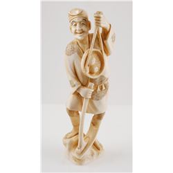 Antique Japanese Carved Ivory Farmer Sculpture