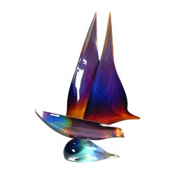 DINO ROSIN, Murano Art Glass Sailboat, Signed